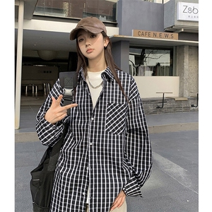 港风衬衫高级感设计耐磨格子衬衫休闲百搭MD-H531-特批55控89图片