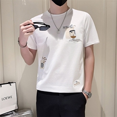 2025新款夏季T恤男短袖潮牌刺绣男装上衣A313-5807-P48，男装T恤，电商A313