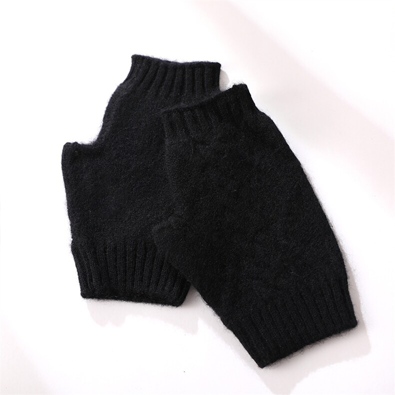 秋冬新款羊绒半指手套简约休闲百搭时尚七针绞花设计保暖舒适,饰品手套,云暖羊山羊绒