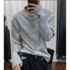 【003】长袖polo衫男款老钱风亨利领t恤休闲上衣A079-T828-P34，男装T恤，电商A079