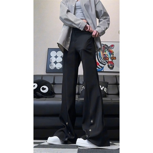 夏季冰丝垂感微喇西裤男排口开叉cleanfit宽松休闲裤K318-特P48图片