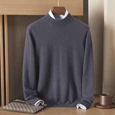 毛衣男纯色半高领2024秋冬新款百搭打底衫，男装羊绒套衫，绒誉暖羊绒