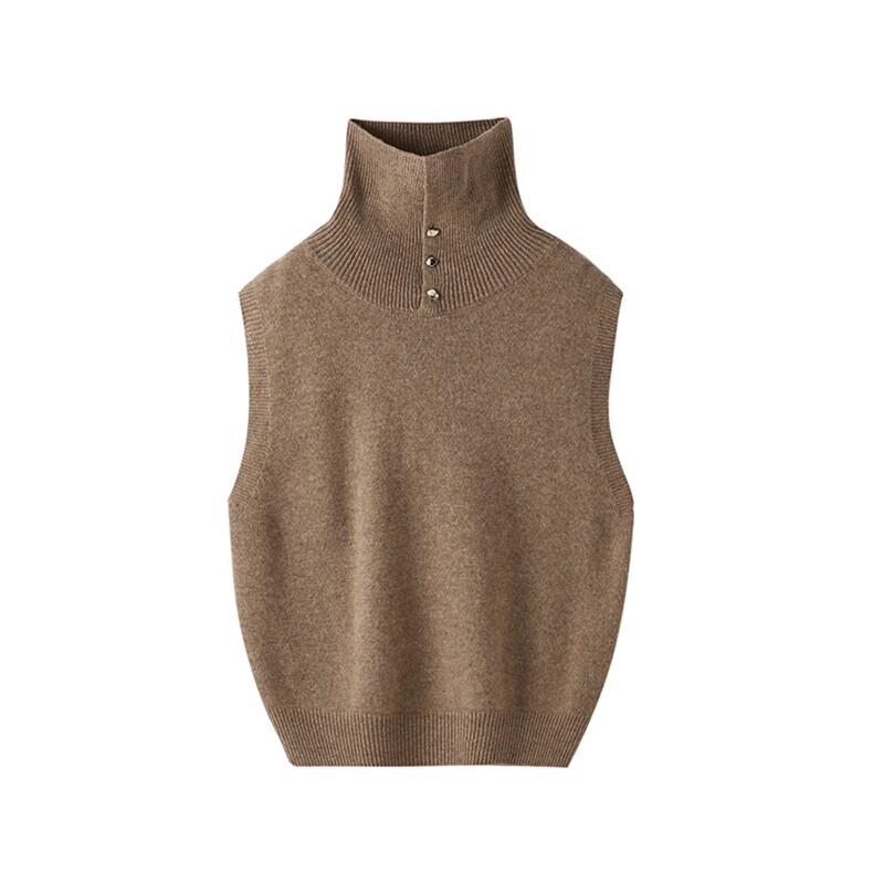 时尚百搭高领无袖毛衣马甲简约大方，女装马甲，悦玛羊绒