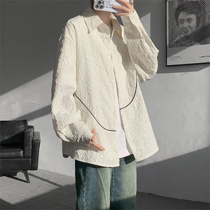 春夏新款肌理感不规则反光线条衬衫外套 小众设计感肌理感衬衫P45图片