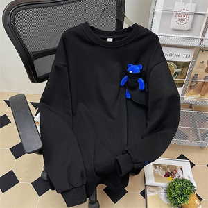 1港风中性风平铺刺绣字母小熊大码情侣潮卫衣男WY8745P60控88图片