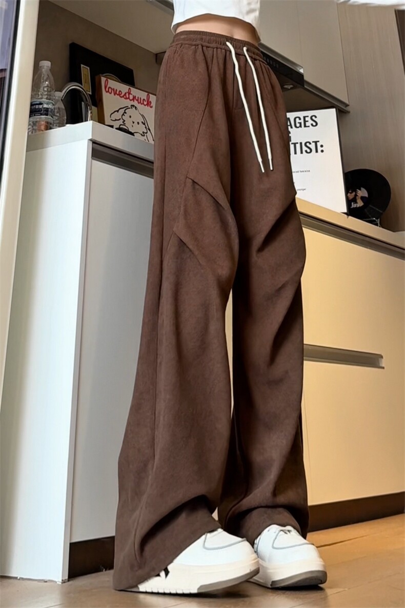 美式褶皱卫裤男高街痞帅垂感宽松阔腿直筒休闲裤504-K215-P45控69,男装休闲裤,星座504