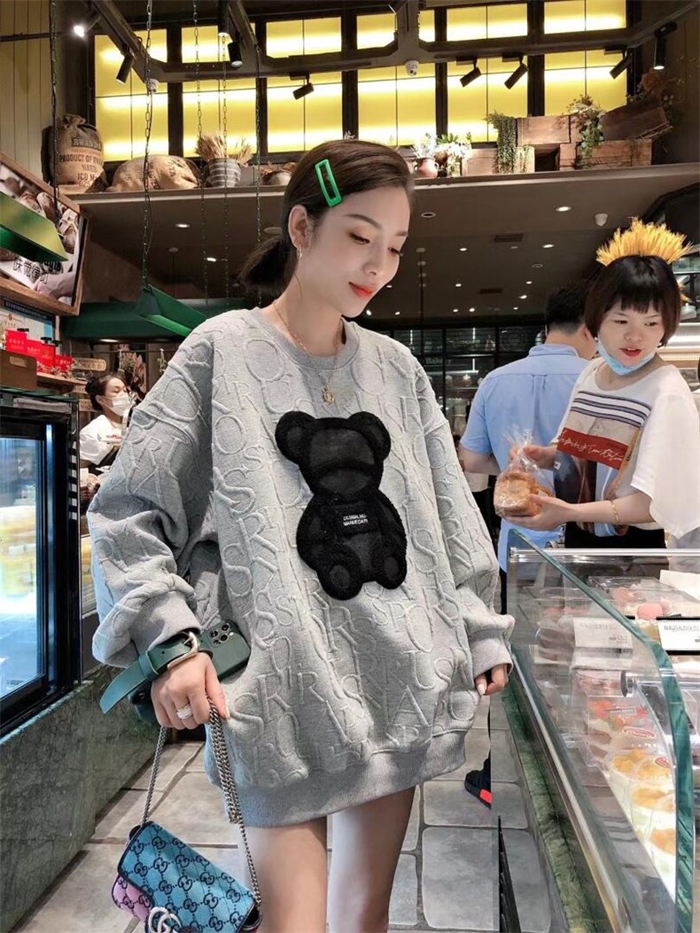 面料压花小熊卫衣，女装卫衣/绒衫，一杭