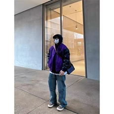 美式街头老鹰印花撞色夹克男春秋新款复古潮嘻哈棒球服外套，男装夹克，星座1210-1
