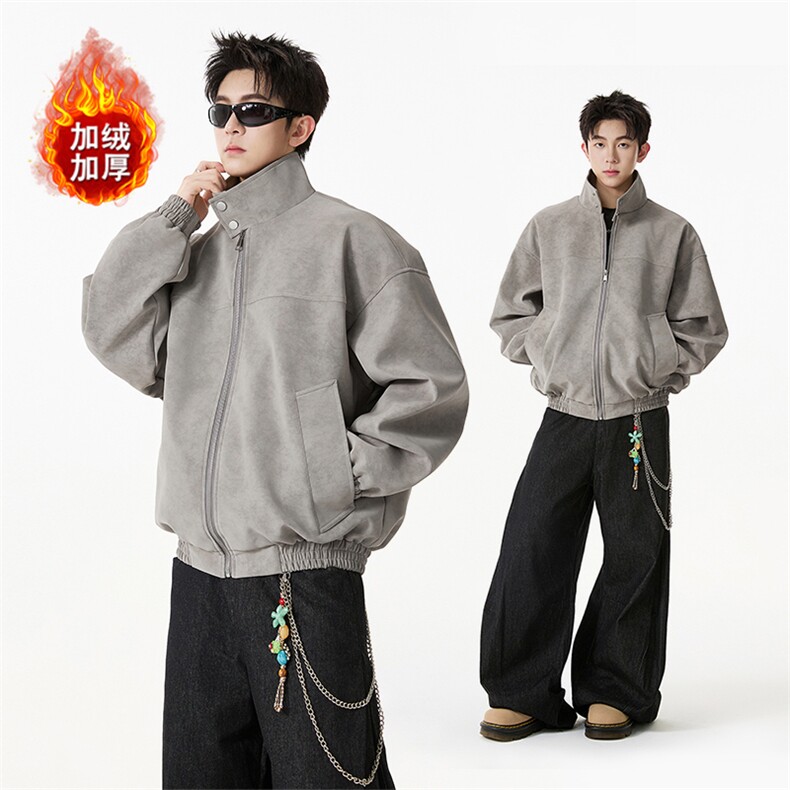 加绒皮衣保暖防风扎染复古高街棉衣情侣外套5D3074-TP65不,男装皮衣,电商A102