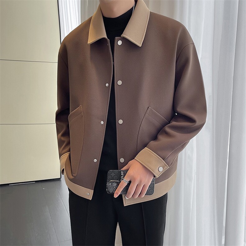 轻熟风~抖音拼色夹克外套M~5XLK505/P95加棉P100,男装夹克,电商B331