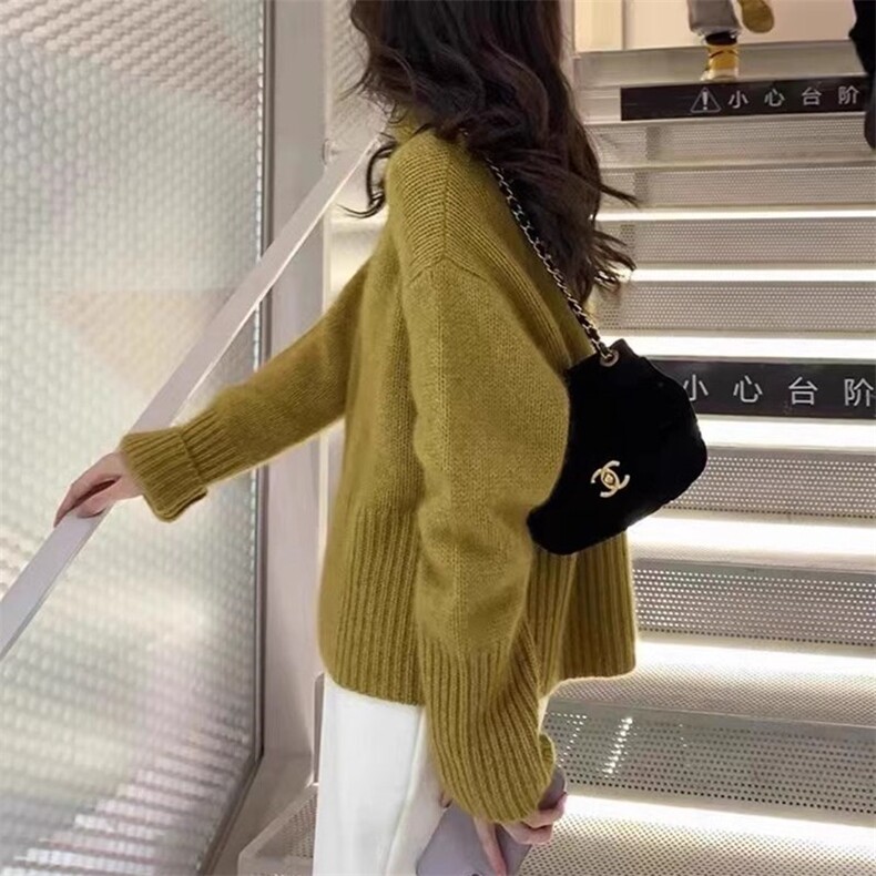 时尚百搭宽松高领毛衣简约气质显瘦保暖秋冬女装针织衫,针织衫/毛衣,珍珑羊绒
