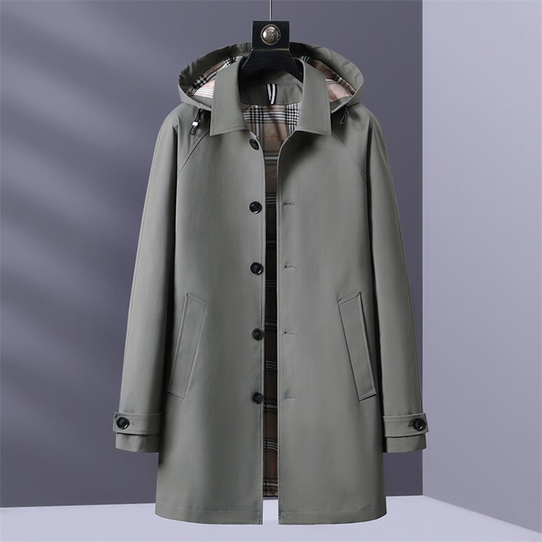 D-GPF8909春季新款2023年男士休闲中长款长袖翻领风衣商务外套，男装风衣，电商B360
