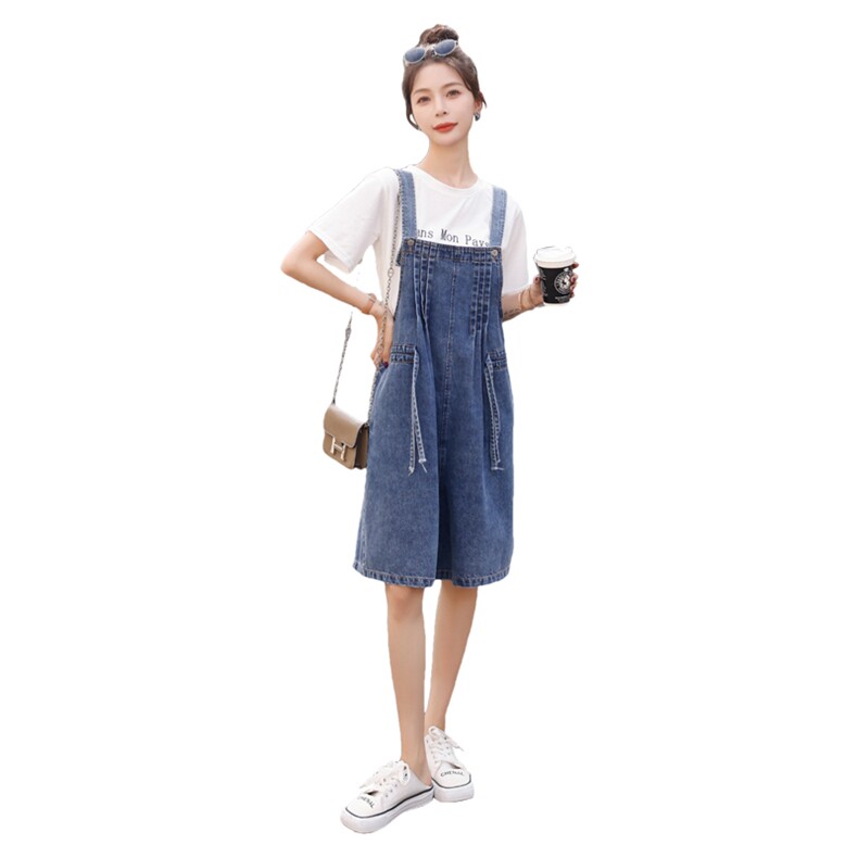 时尚宽松牛仔背带裤女夏季新款显瘦百搭休闲短裤连体裤学生装,女装连体裤,秋水欣儿