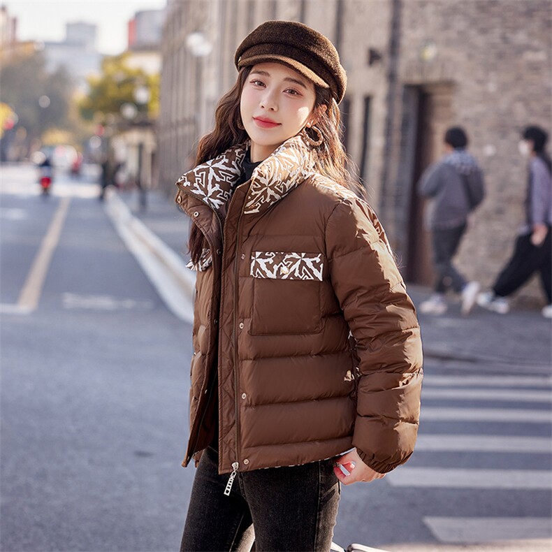 新品现货时尚帅气拼接显瘦加厚羽绒服90%新标白鸭绒,女装羽绒服,姿衣坊