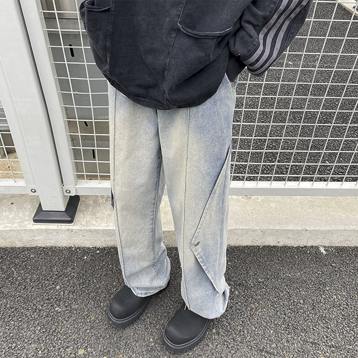 美式高街潮牌宽松直筒牛仔裤N369P65,男装牛仔裤,星座712