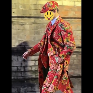 Y001男士中长款休闲风衣外套东北大花帅气大衣潮大码新中式团队服图片