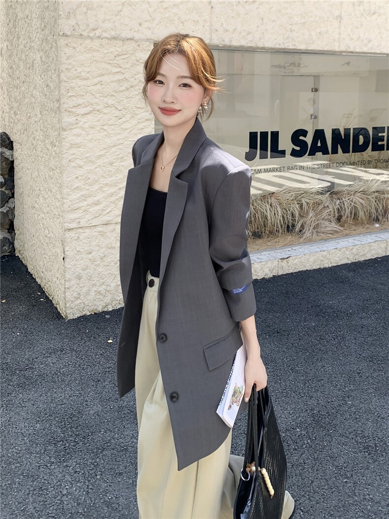 210-3283-P145-k208韩版灰色休闲西装2025年秋季,女装西装,浙宝210（原浙宝191）
