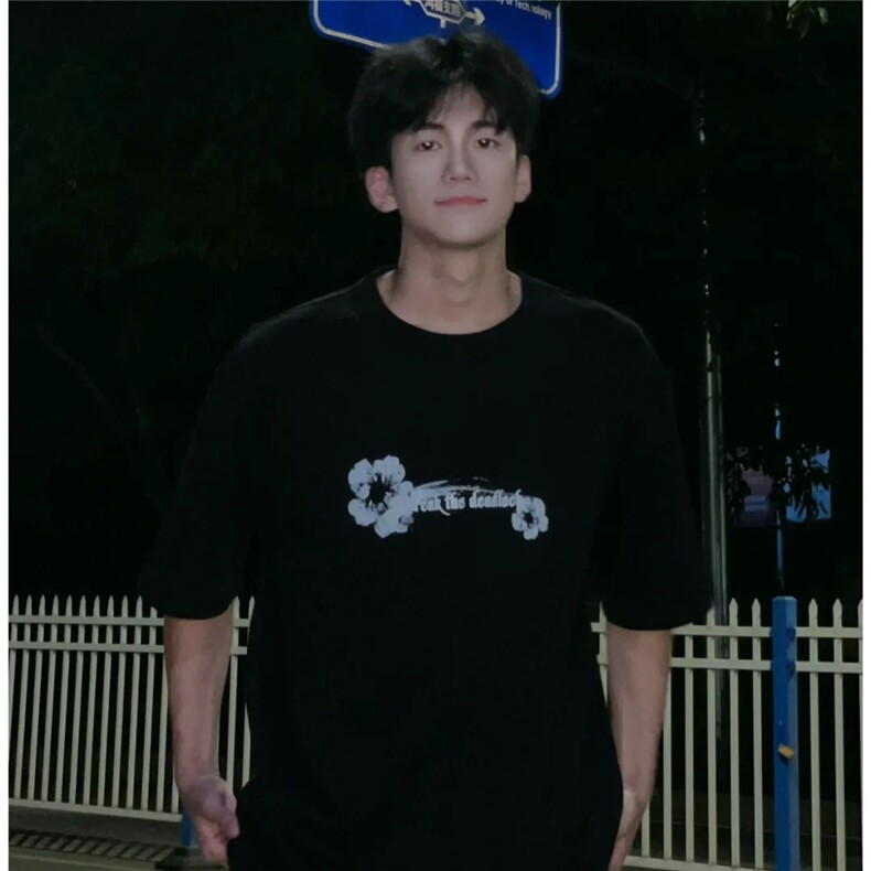 TX117p35限48黑色大码潮流印花短袖纯棉T恤,男装T恤,电商A089-1