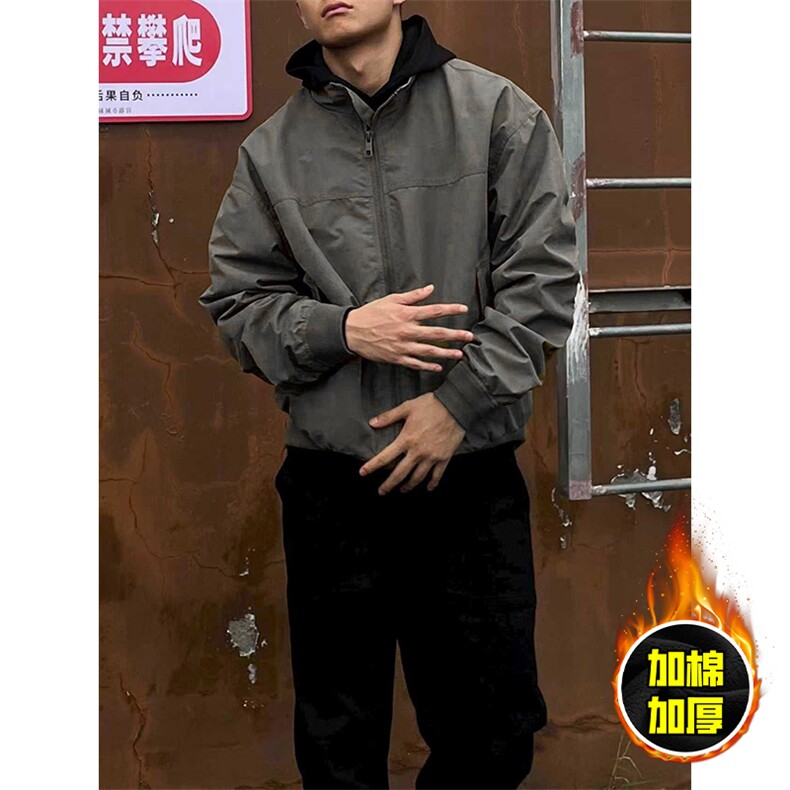 现货秋冬季美拉德立领飞行立领夹克boxy廓形棉衣高街加厚加棉外套,男装夹克,电商A486-1