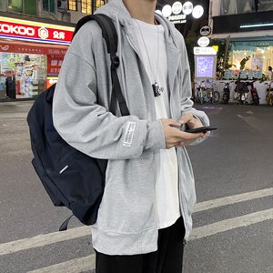 宽松休闲显瘦连帽抽绳简约百搭外套男XW190-特批35图片