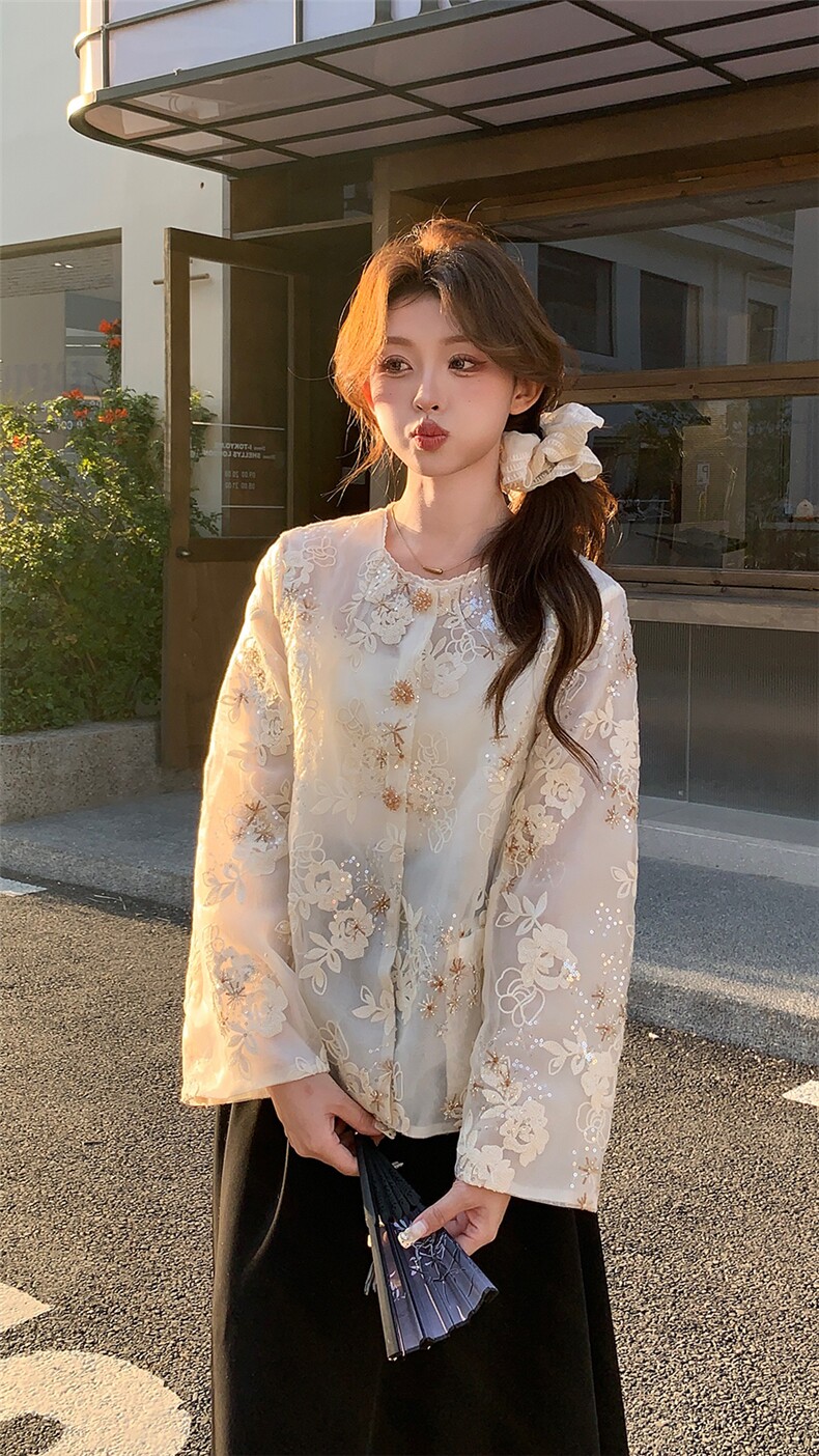 新款上新2025新中式重工亮片刺绣防晒外套女85083-208A-P160-K255,女装短外套,浙宝208A