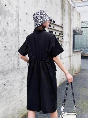 2021年A8812连体裤女宽松抽绳收腰大码休闲五分裤阔腿裤,女装连体裤,衣宫主