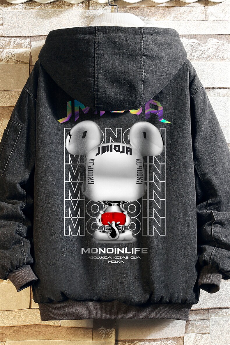 NM53214-P140牛仔外套男大码加厚加绒衣男羊羔毛服男砖墙,男装棉衣,电商A040A