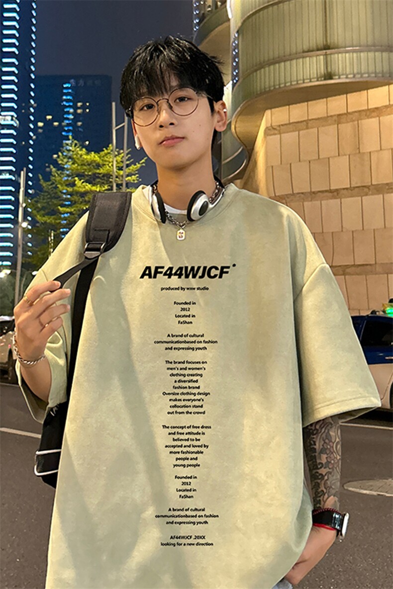 量大优供视频重磅麂皮绒短袖T恤男JPDX221-特P19,男装T恤,电商B367
