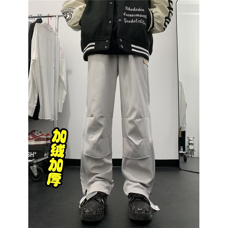 冲锋裤男冬季美式高街设计感拉链微喇休闲裤B4526-P50,男装休闲裤,星座1109-3
