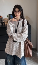图300克加厚德绒撞色潮流条纹冬季打底衫男女长袖T恤P38，男装T恤，电商C306-1