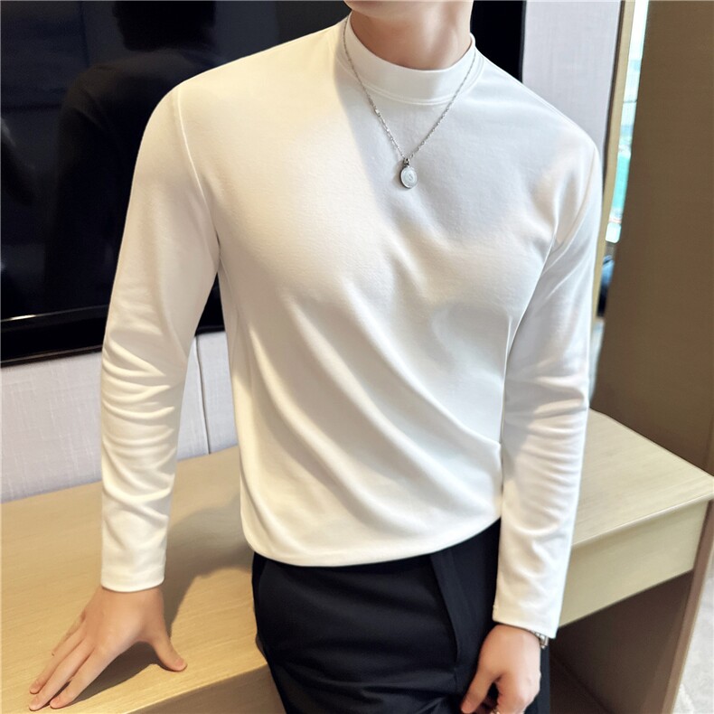 ，成份更新完善款T恤长袖厚款宽松纯白色棉打底衫TU276-P50，男装T恤，电商A213