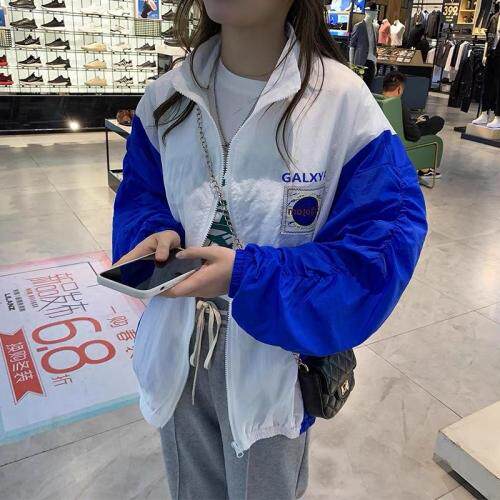 韩版2021夏季时尚休闲字母长?拉链棒球服开衫防晒外套，女装，L·H·X