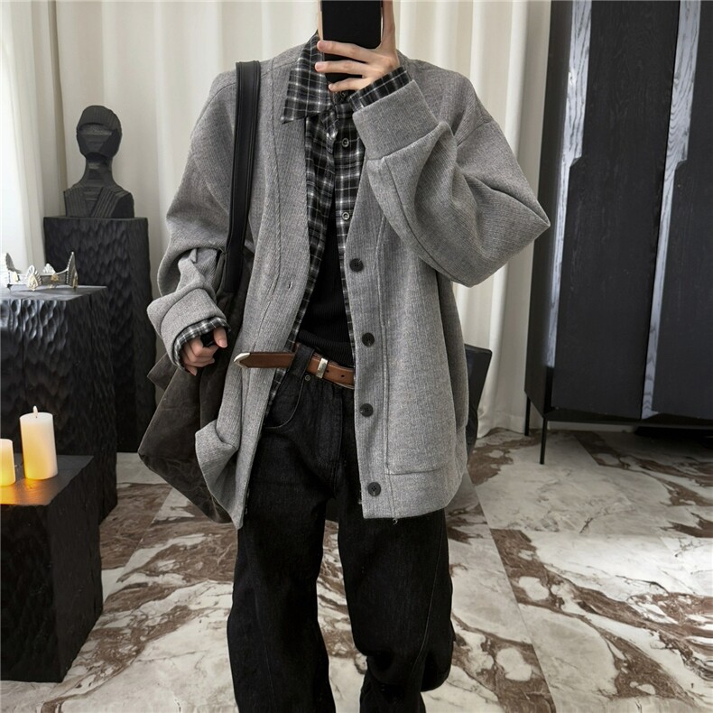 假两件衫针织新款潮流衬衫外套男女春秋开懒惰风毛衣MZ992-P75,男装针织衫/毛衣,星座412-3