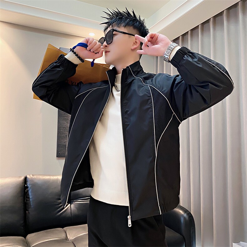 AF176/特P118控158秋季社会小伙线条时尚设计痞帅夹克外套男黑首,男装夹克,星座305B-1