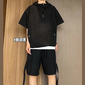 潮休闲套装男夏短袖百搭工装短裤运动两件套tz68-TP60图片