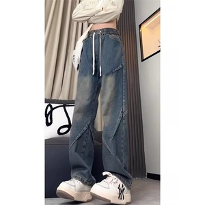 美式阔腿牛仔裤男款水洗怀旧复古直筒长裤子KF367常规P46加绒P52图片