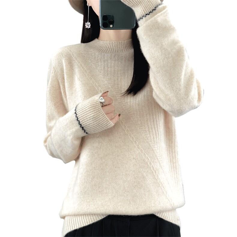女套头短款2024年新款秋冬内搭洋气网红打底羊毛衫,女装羊毛衫,蒙特羊绒