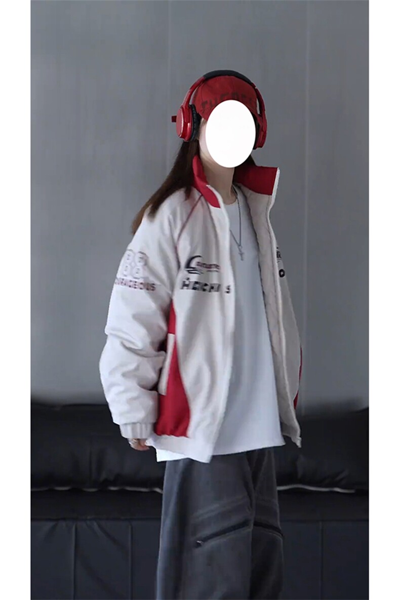 抖音视频截图只展示大货印花立领机车潮牌棉服77950特P85,男装棉衣,星座226-2