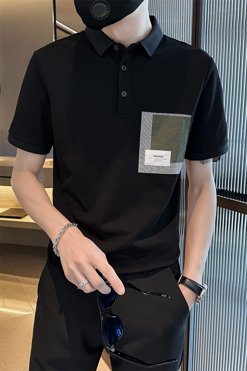 2026夏季口袋设计大码短袖T恤翻领时尚Polo衫T0234-P48,男装T恤,电商D342