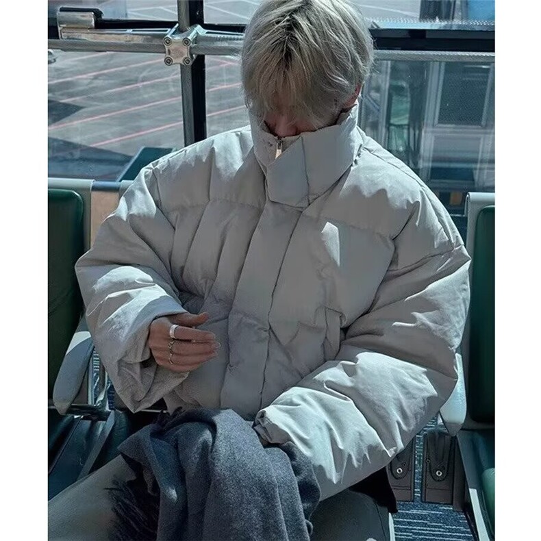 加绒加厚冬款男女立领棉衣手塞棉褶皱面包服棉袄外套MY302 P98图片