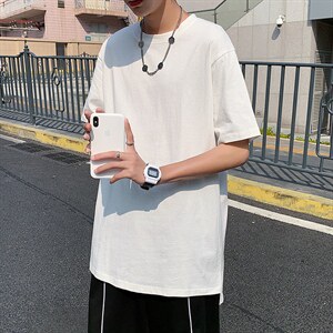 港风圆领宽松纯棉T恤衫男夏季学生短袖休闲半袖衫T130P25控39，男装T恤，电商A089-1