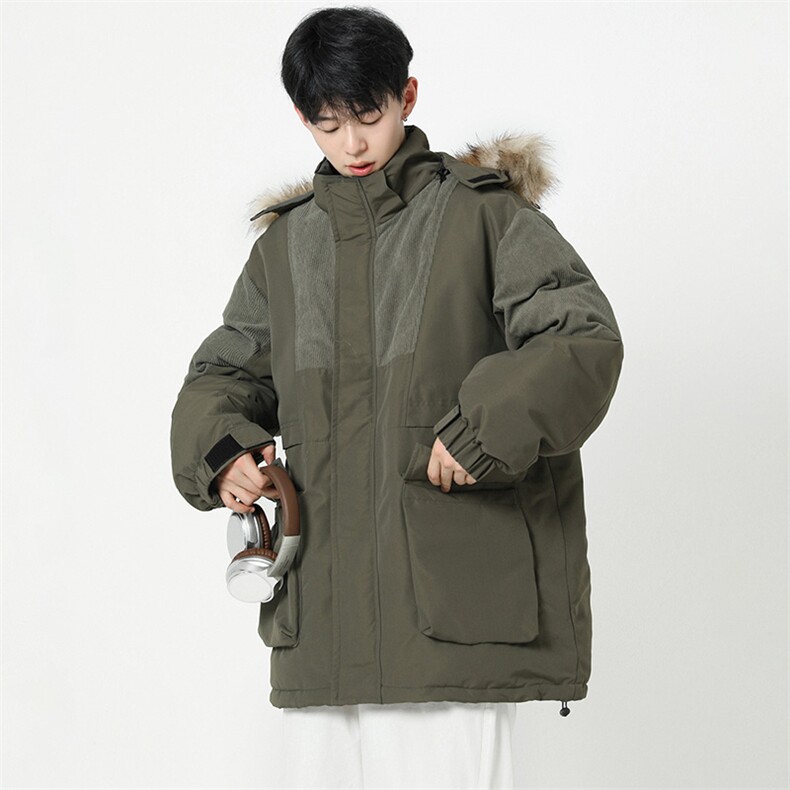 店主风2026新品宽松撞色棉服派克服毛领冬装加厚外套D009-P145,男装棉衣,星座717