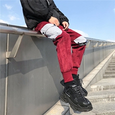 703-K176-P68秋冬灯芯绒加绒加厚休闲长裤个性立体袋绣花大码，男装棉裤，星座703
