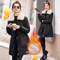 中长款加绒加厚皮衣外套女冬季时尚气质修身百搭保暖棉服，女装皮衣，吾爱衣