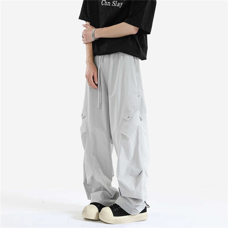 1506/QA020/P43美式褶皱工装裤男夏季薄款设计感速干伞兵裤，男装工装外套，星座1506