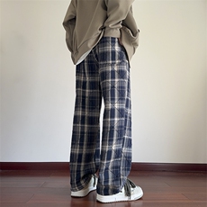 2025冬季新款加绒保暖复古格子宽松休闲裤B315-K862JR-p65控88，男装棉衣，电商B315