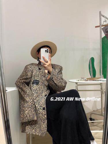 现货秋季新款豹纹西装外套两色可均码，女装西装，G