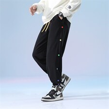 日系2024秋冬款个性撞色排扣束脚运动休闲潮牌卫裤8805-P50控69图片
