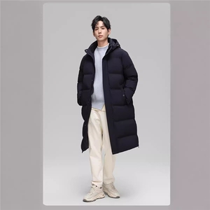 90%白鸭绒羽绒服长款过膝连帽压胶加厚保暖外套H810-P260368图片