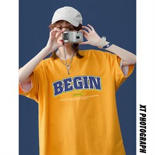 2024夏季中性风短袖t恤男字母夏季宽松半袖416B-1-DT205-P25限39，男装T恤，星座416B-1